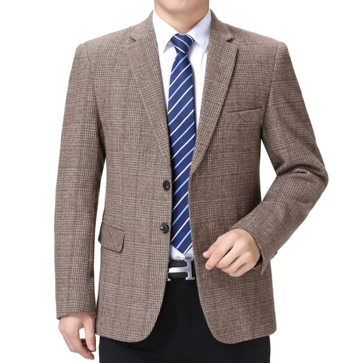 Stylish Gray Plaid Single-breasted Blazer