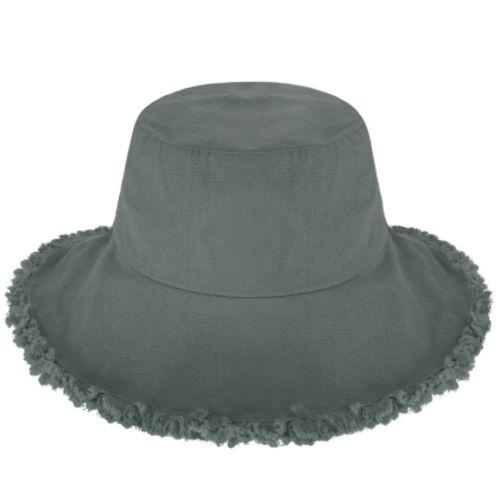 Wide Brim Frayed Bucket Hat